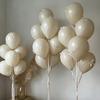 Sand white bow balloon set with beige ribbon bow decoration for birthdays, weddings, showers, holidays, parties, balloons
