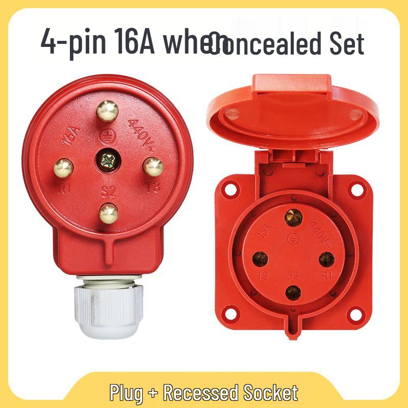 Explosion-Proof 3-Pin 5-Hole 380V Outdoor Horizontal Industrial Socket & Waterproof Plug