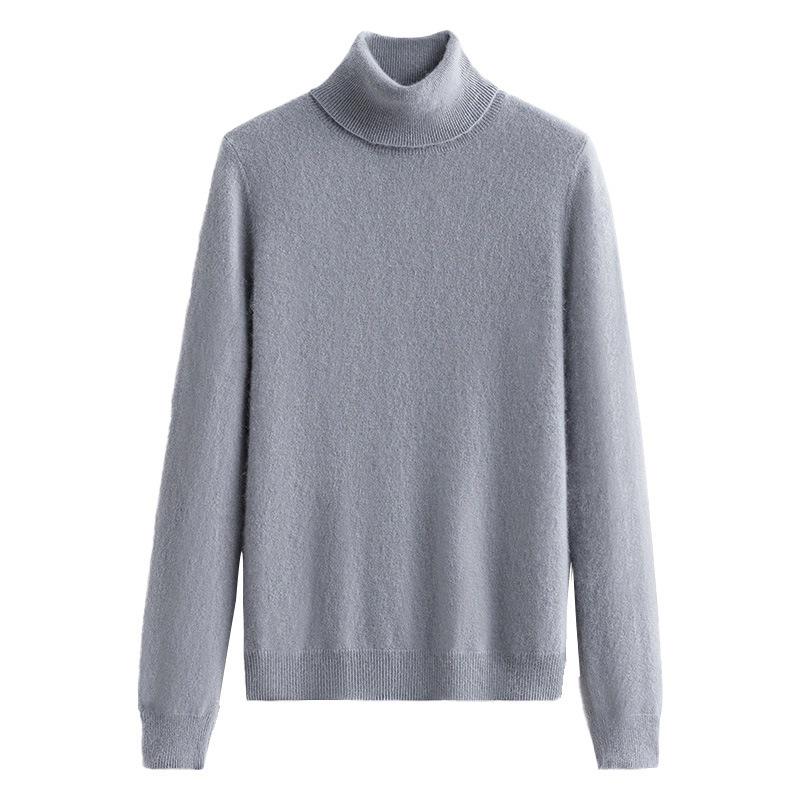Women's High Neck Cashmere Sweater - Loose Fit, Pure Color, Thickened for Autumn/Winter