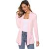 Women's Spring and Autumn Casual Knitted Cardigan Plain Color Simple Mid-Length Long Sleeve Outerwear