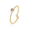 European & American Style Heart Zirconia Stainless Steel Women's Luxury Adjustable 18K Cable Ring