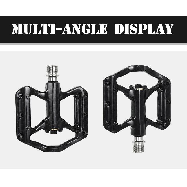 Mountain Bike Ultra-Light Carbon Fibre Flat Pedals Downhill Non-Slip Design Bearing System Bicycle Pedals Bike Lightweight Pedal
