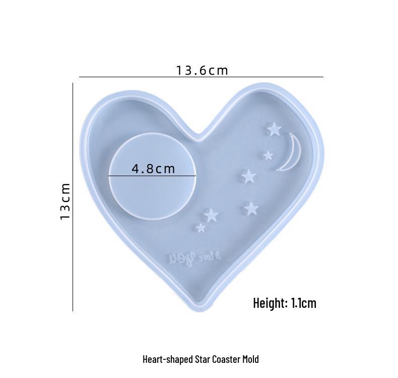 Poppy DIY Crystal Resin Mold: Heart & Star Shape Candle Holder Coaster Silicone Mold