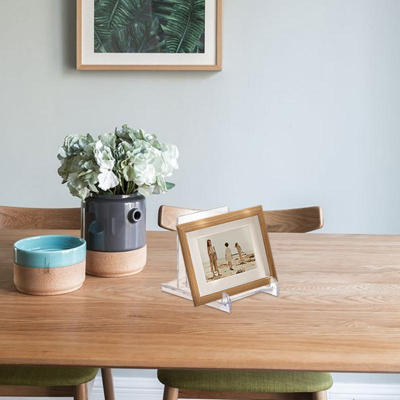 Acrylic Plate Stands For Display 24Pcs Transparent Book Stands Table Top Display Adjustable Holder For Display Photos Holder