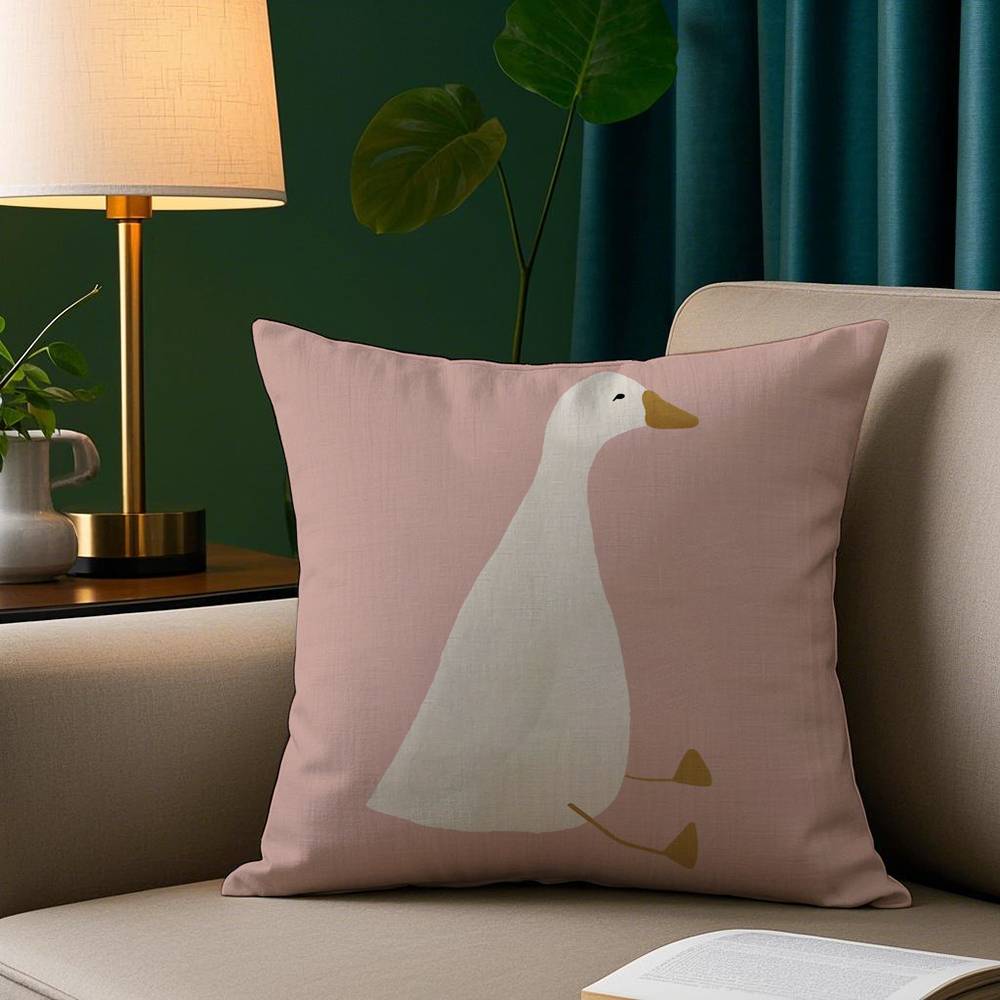Cartoon Gans Blumen Kissenbezug Kurzer Plüsch Druck Kissenbezug Quadratische Überwürfkissenbezüge Sofa Heimdekor