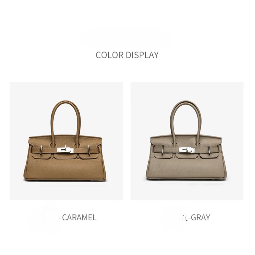 Top Layer Cowhide Togo Leather Horizontal Platinum Bag Leather Women's Bag 5 Large Capacity Commuter Tote Bag Shoulder Crossbody Bag