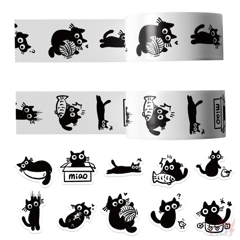 500Pcs/Roll Q Naughty Black Cats Kids Rewards Stickers - DIY Scrapbooks Album Decor Sealing Label Decals