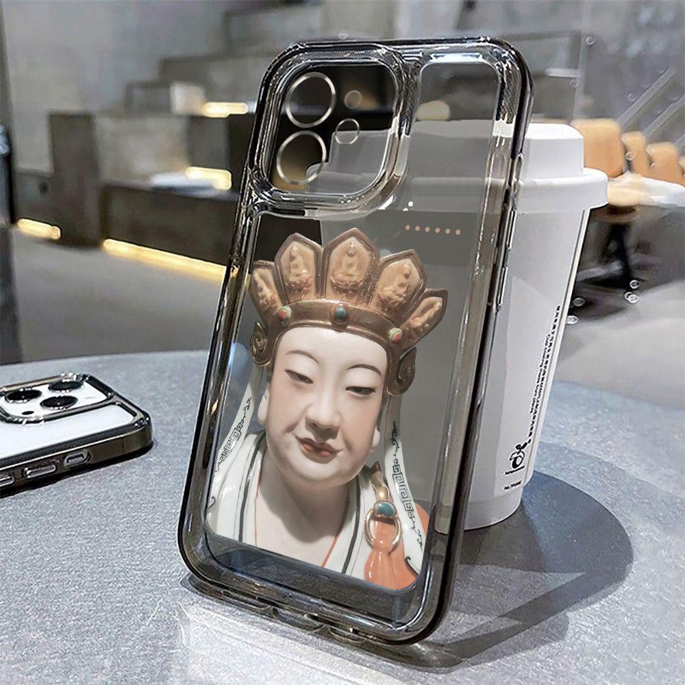Speechless Bodhisattva emoji is suitable for iPhone17promax mobile phone case 16pro Apple 13 all-inclusive 14/15.