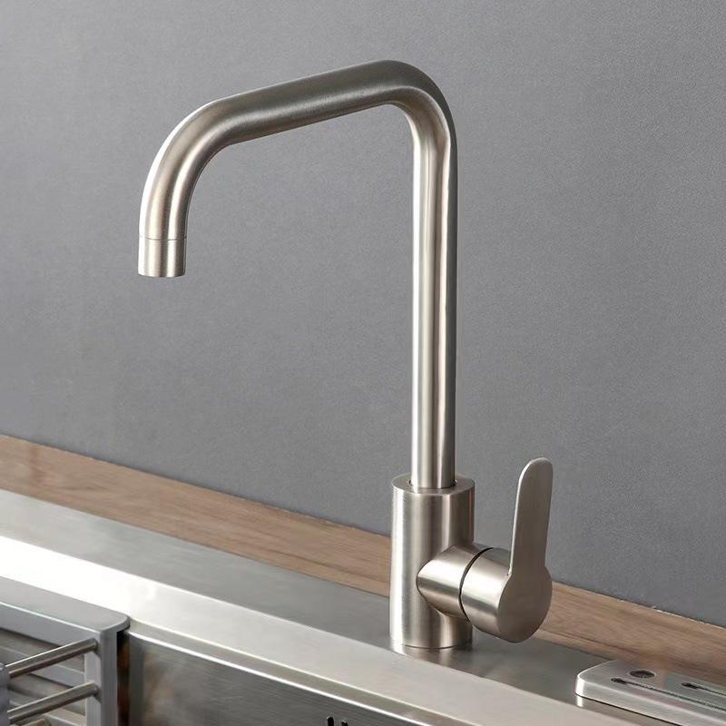 Stainless Steel Telescopic Rotatable Pull-Out Kitchen Faucet with Dual Water Outlets