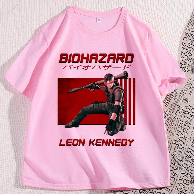 Retro Leon Kennedy Tshirts Women Graphic T Shirts Casual Printed Short Sleeve Tshirt Cotton Comfortable Round Neck Tees Tops