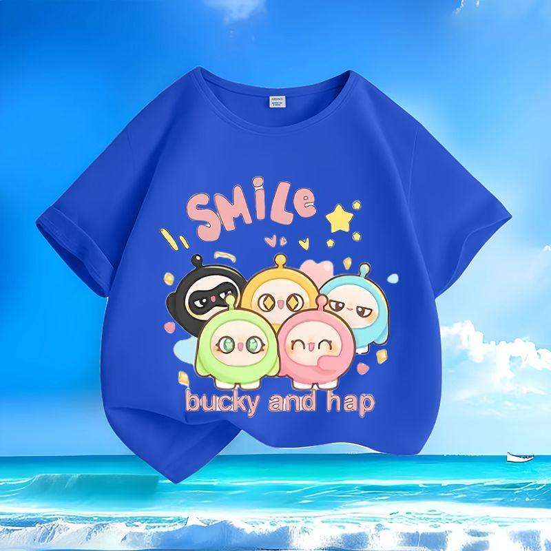 Children's Fashionable and Cute Cartoon T-shirts, Loose Round-neck Tops for Boys and Girls In Summer