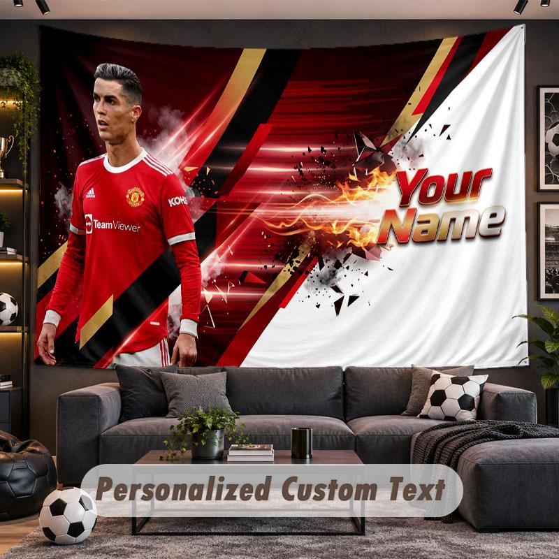 Wandbehang Wandteppich Benutzerdefinierter Name Cristiano Ronaldo Muster Personalisiert Bedruckter Stoff Wanddekoration