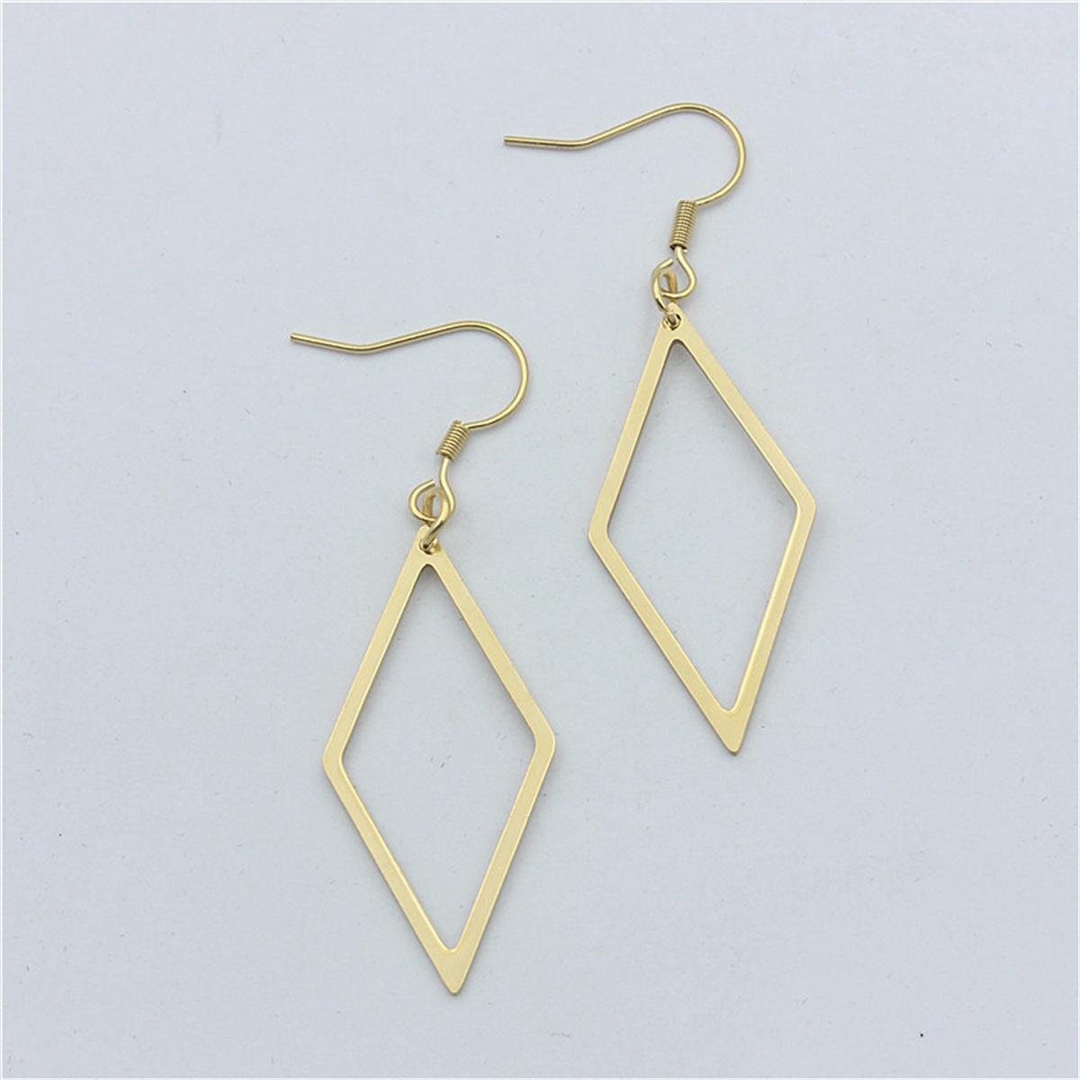 Серьги-подвески в форме полого ромба — фото 4