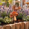 Decorative Outdoor Yard Art Metal Garden Stake, Cute Frog Lotus Leaf/Mushroom/Birds On Tree Branch Gardening Gifts for Women Sign, Lawn Ornament