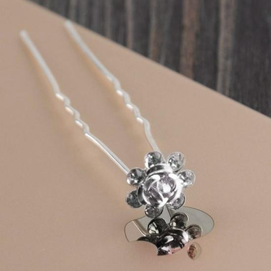 Heißverkaufte Legierung Diamant Rose Haar Gabel U-förmigen Braut Haarnadel Kopfschmuck