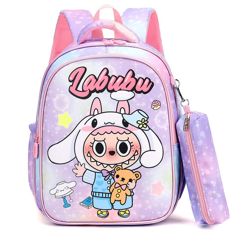 School Bag Labub Backpack School Bag Primary School Students Cute Cartoon School Bag Boys and Girls Burden Reduction Bag