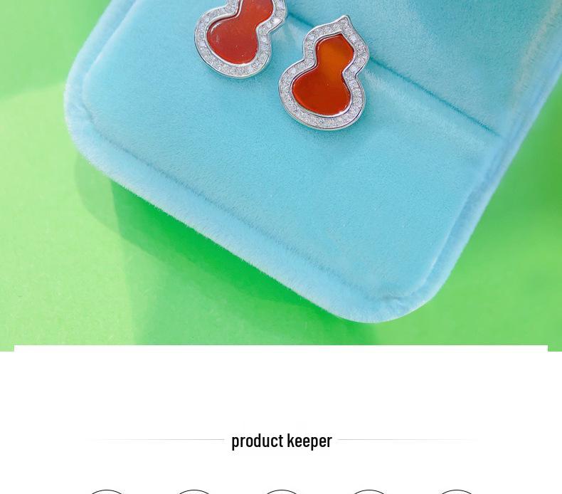 S925 Sterling Silver Gourd Rhinestone-Inlaid Stud Earrings