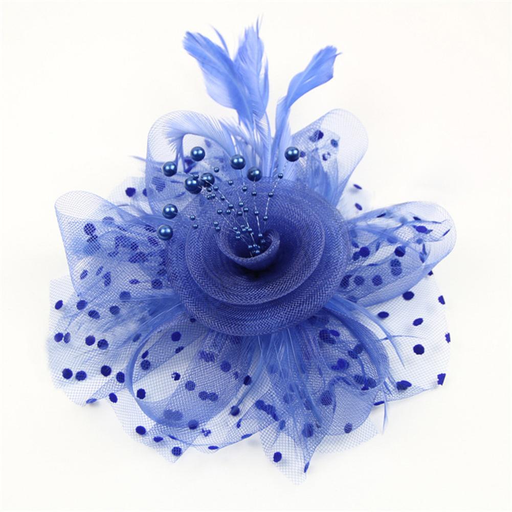 Lady Elegant Exquisite Little Hat Feather Flower Headdress Hair Ornaments for Wedding Banquet