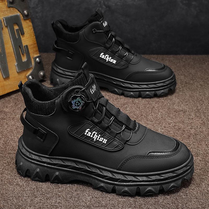 Men S Retro British Style Thick Sole High Top Work Martin Boots