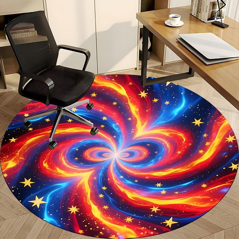 1pc Cosmic Swirl Office Round Rug, Carpet for Office, Gaming, Lightweight Round Floor Mat Yy260208021