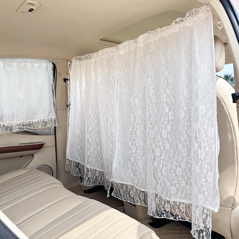 Lace Double-layer Car Privacy Curtains Universal Divider Curtain Between Rear Seat Auto Blackout Curtains Sun Shades