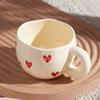 1pcs Hand Painted Love Mug Creative Heart  Water Cup Ceramic Milk Mug With Handle Valentine's Day Gift 2026new