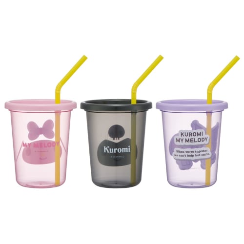 Skater Tumbler with straw 3 pieces 320ml My Melody Kuromi Sanrio Made in Japan SIH3ST-A
