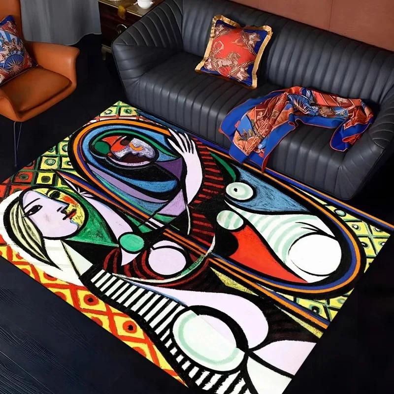 Picasso Abstract Style Painting Printed Carpet Fashion Non-slip Rug Living Room Bedroom Bathroom Kitchen Door Mat Decor Gift
