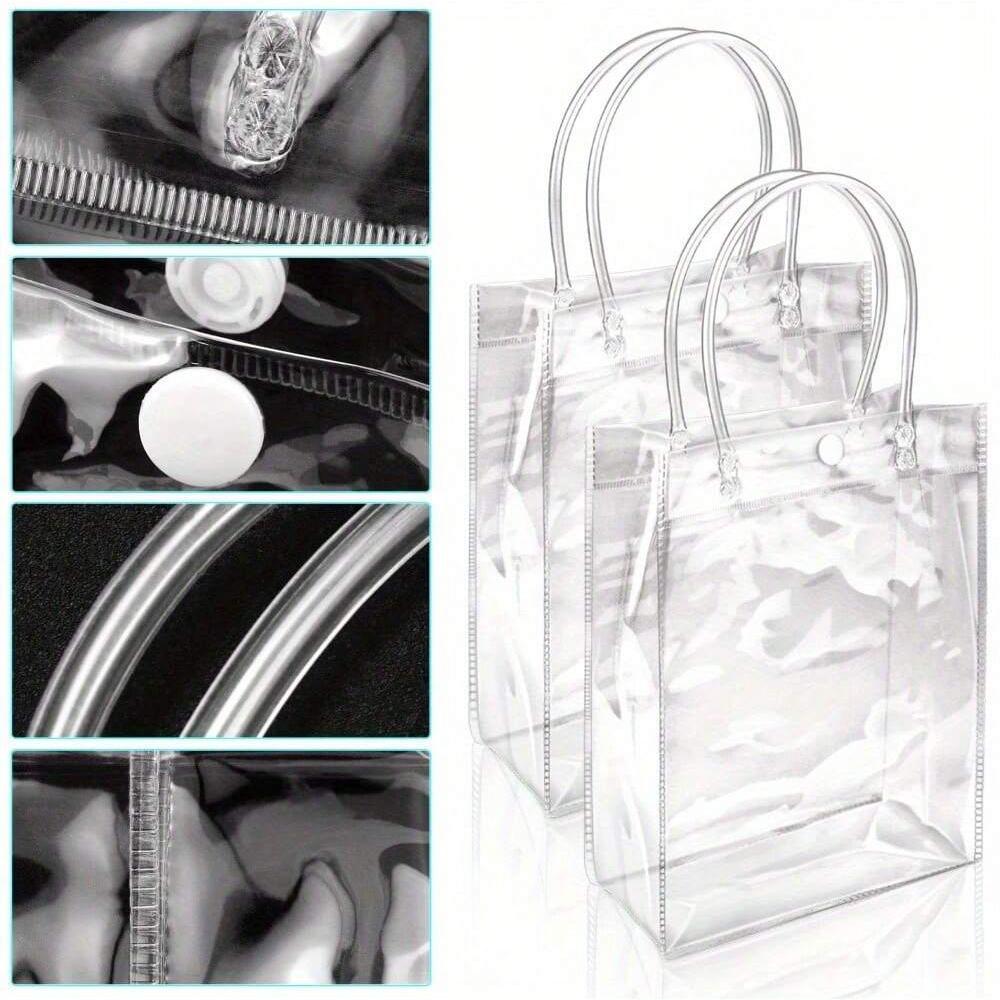 14 Pcs PVC Plastic Transparent Gift Bags, 7.87X 5.91X 2.76 Inch Tote Bag for Boutique Wedding Birthday Party Jewellery Display and Packaging Supplies