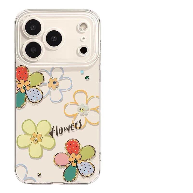 Flower Mobile Phone Case for iPhone17 Transparent 16promax Lanyard 15 Spring 14 High-end Sense 12 Soft 11 Sets