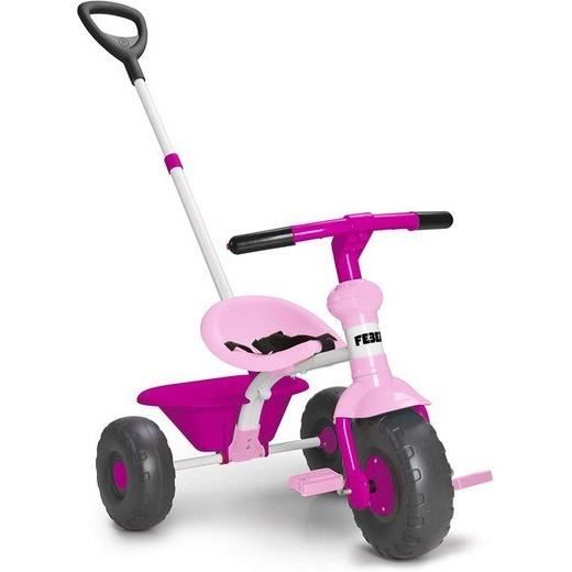 Tricycle évolutif en métal pour bébé - Rose - FEBER - Pédales amovibles