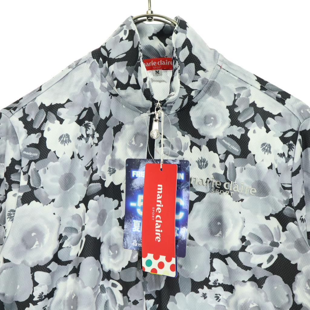 unused marie claire SPORT Floral Short sleeve Half zip shirt M UV cut Women Used