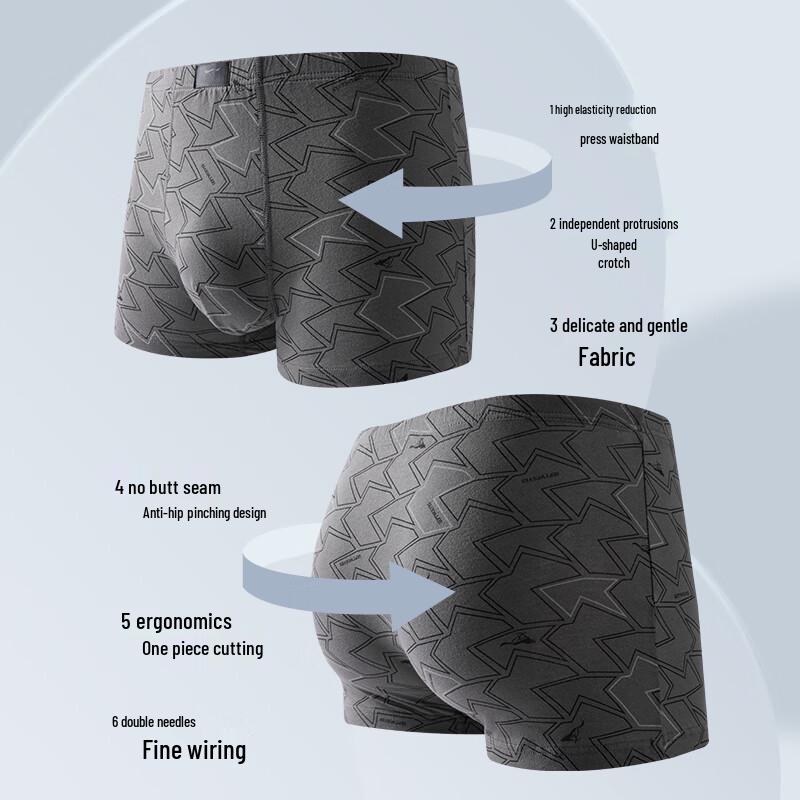 Septwolves Men's 7A Antibacterial 100% Cotton Boxer Briefs