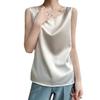 Women's Sleeveless Summer Silk Camisole - Loose Fit, Round Neck, Mulberry Silk Base Layer Top