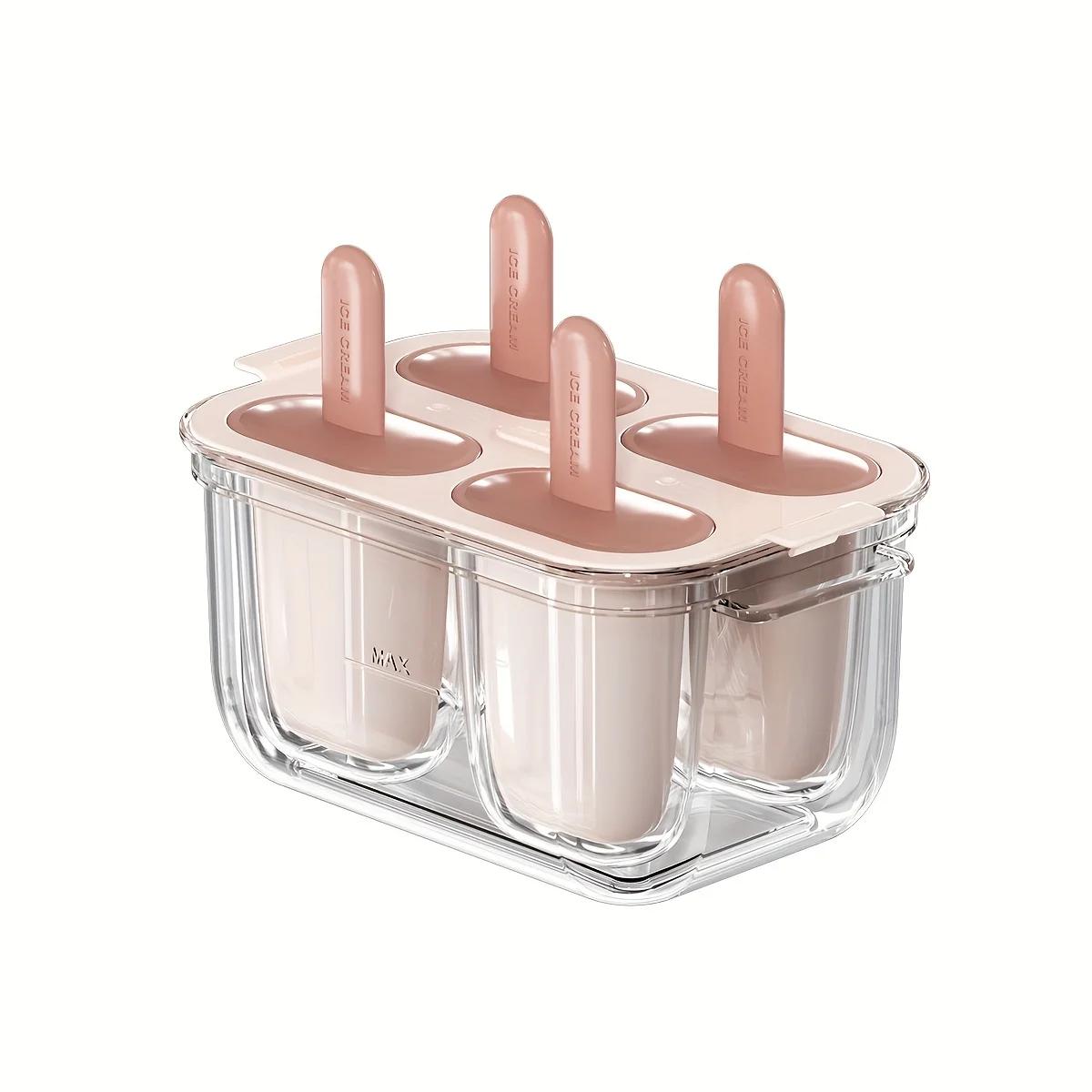

Popsicle Mold Household Ice Cream Mold Double-layer Food Grade Ice Lattice Maker Box Making Tool Popsicle for Juices and Fruits рожевий