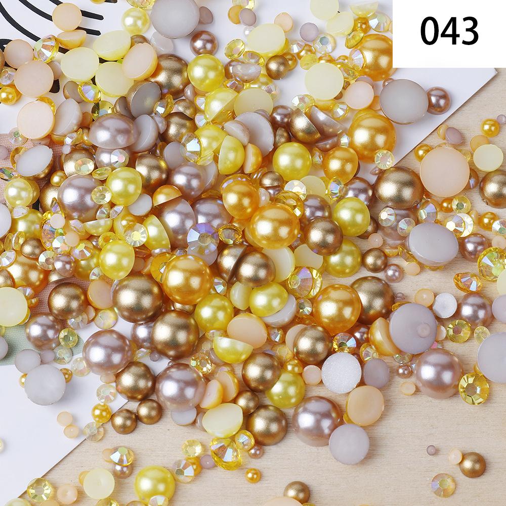 Yantuo 1000g Mixed Packaging Flat Back Pearls Resin Rhinestone Jelly Rhinestones Bulk Abs Loose Pearl for DIY Decoration