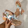 2024 Plus Size Chunky Heel Toe Ring Buckle Sandals – Retro Casual Women's High Heels for Summer