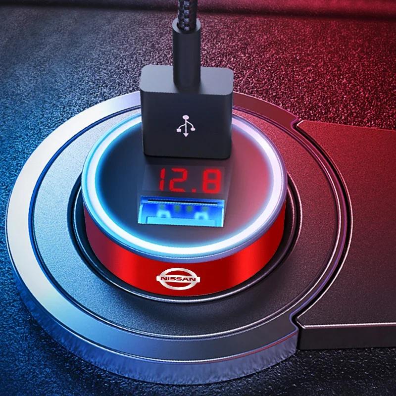 2025 For Nissan Nismo 1pcs Car Charger 2 USB Ports Fast Charging Digital Display Car Chargers For Nissan Nismo Tiida Teana Skyli