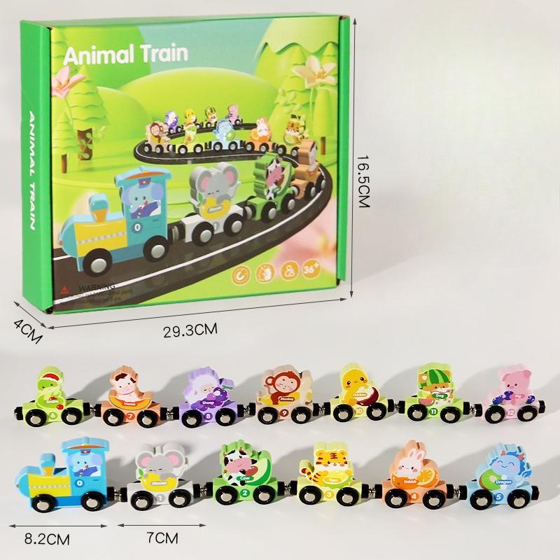 Children'S Wooden Magnetic Digital Train Building Block Assembly Car Baby Enlightenment Early Education Digital Cognitive Educational Toys