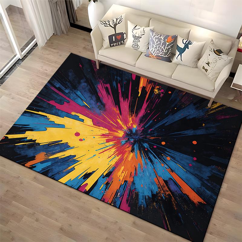 Abstract Colorful Burst Pattern Carpet, Modern Art Style Rug Design Suitable for use as an anti-slip for living room bedroom sofas