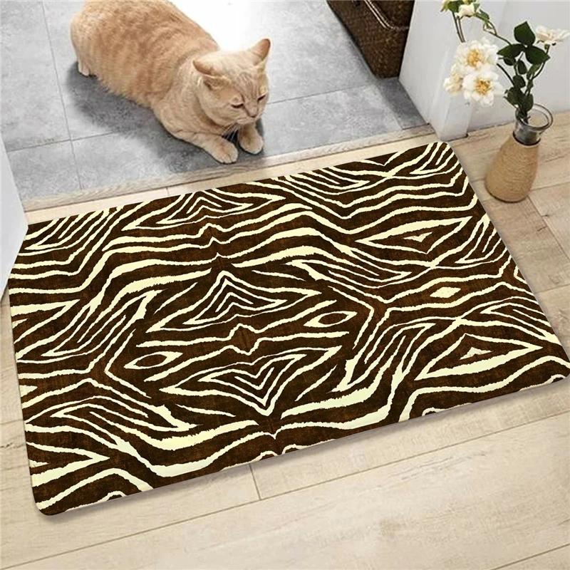 Fashion Animal Leopard Zebra Cow Deer Pattern Carpet Soft Carpets Rug Entrance Anti-slip Floor Mats Water Absorption