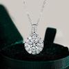 Sterling Moissanite Pendant Necklace Women 2ct Round Micro-Set Locket Chain Floral Design 21-50cm Adjustable