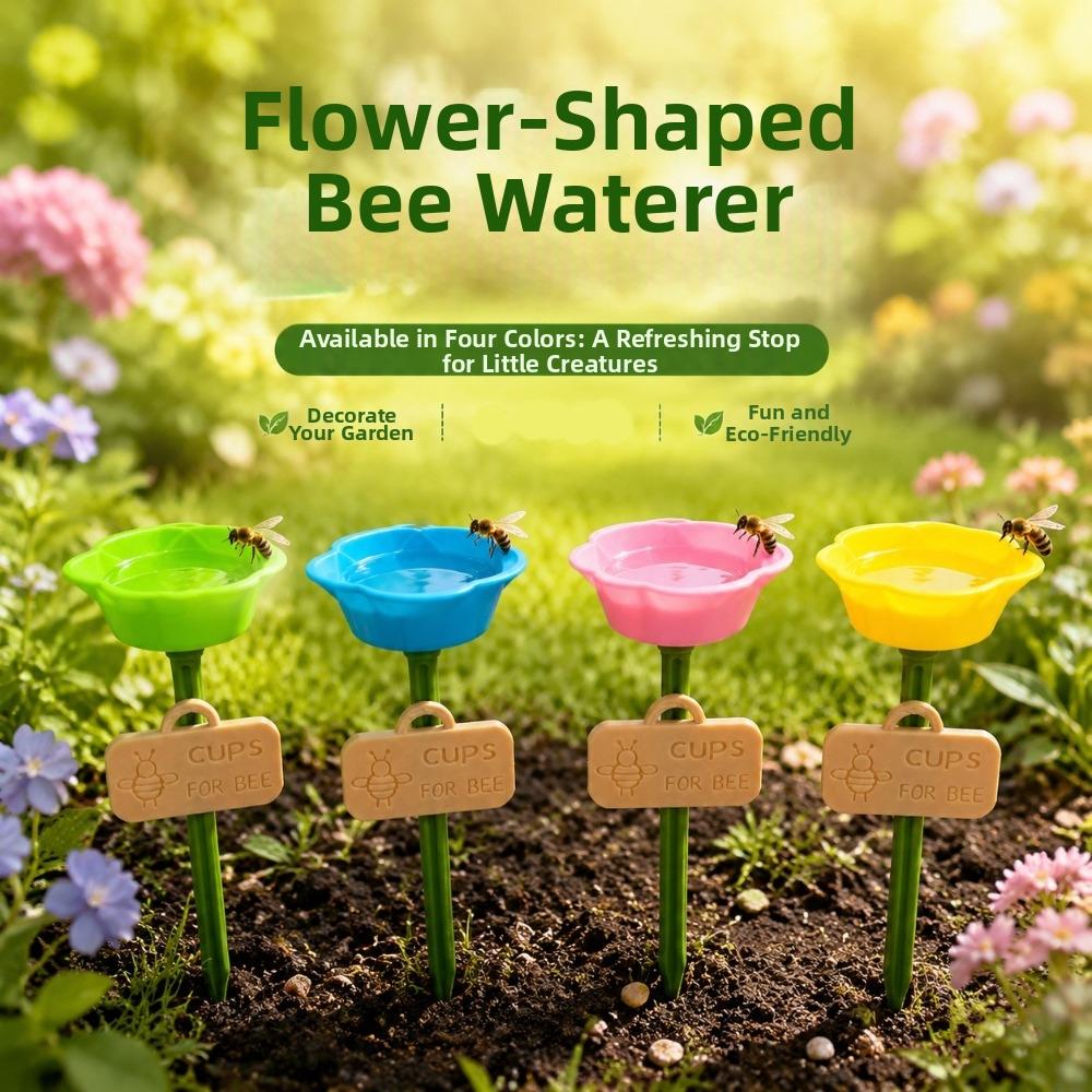 Flower Shaped Bee Watering Station Weatherproof Rust-resistant Wild Bees Water Bowl Colorful UV Resistant Bird Water Dispenser