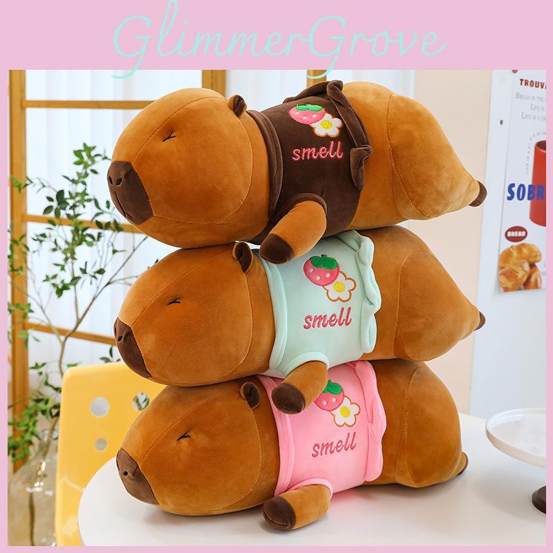 Strawberry Plush Capybara Toy Cartoon Animal Stuffed Doll Decoration Kids Gift