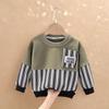 Boys Striped Crewneck Sweatshirt Autumn Spring Casual Top For Toddler And Kids Stylish Base Layer Shirt