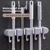 Wall Mounted Mop and Broom Rack | Bathroom Non Drilling Adhesive Storage Box | Heavy Plastic with Flexible Silicone Clip | Home Cleaning Tools
