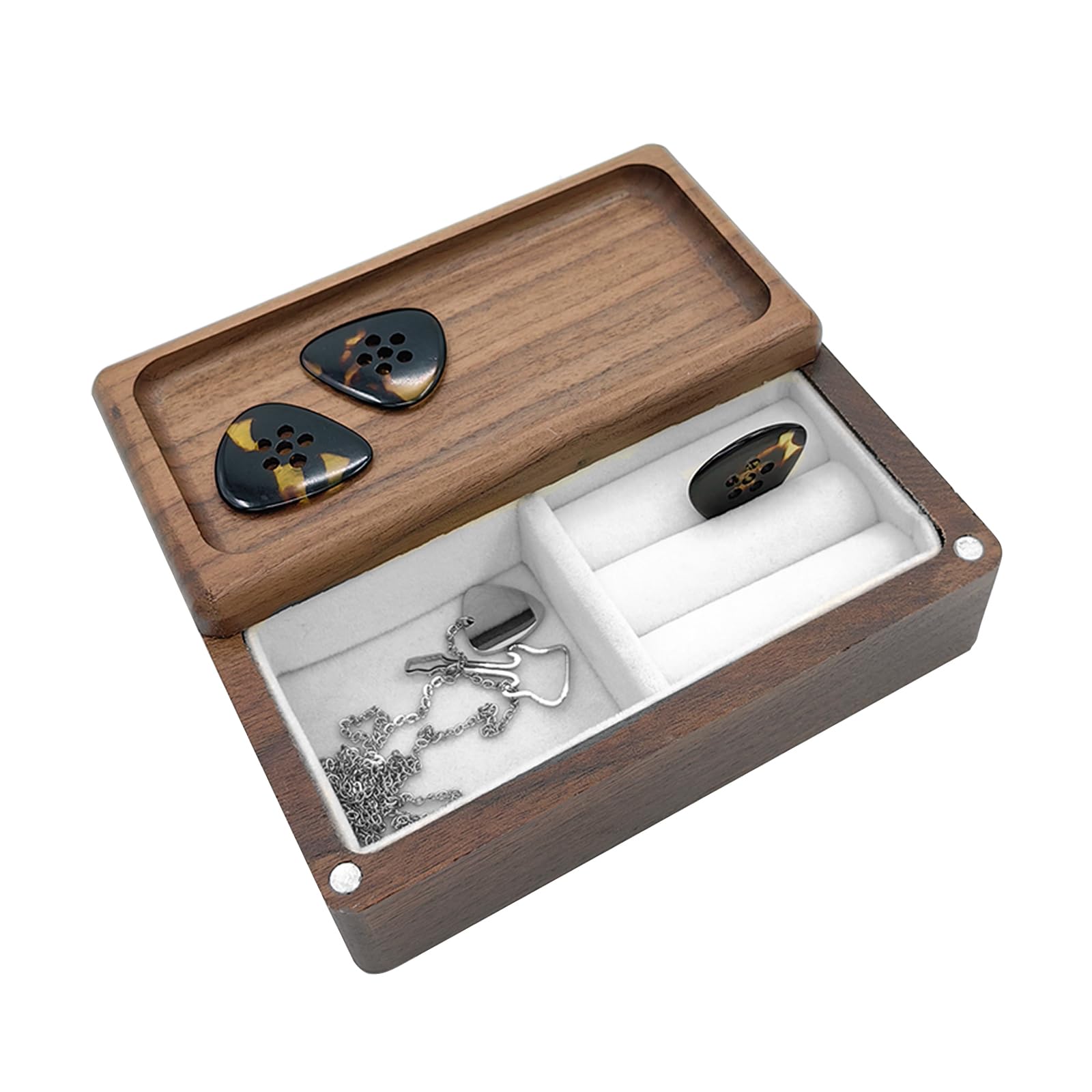 

Держатель для медиаторов Musiin Premium из орехового дерева - Прочная коробка для хранения медиаторов, витрина и шкатулка для украшений для мужчин, женщин, подростков и взрослых -