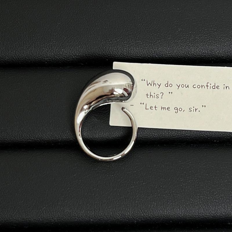 Minimalist Irregular Geometric Smooth Surface Teardrop-shaped Stainless Steel Opening Rings for Women Temperament Finger Jewelry