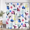 Geometric Abstract Shower Curtains Square Wave Line Triangle Circle Math Bathroom Decorations Modern Bath Curtain With Hooks