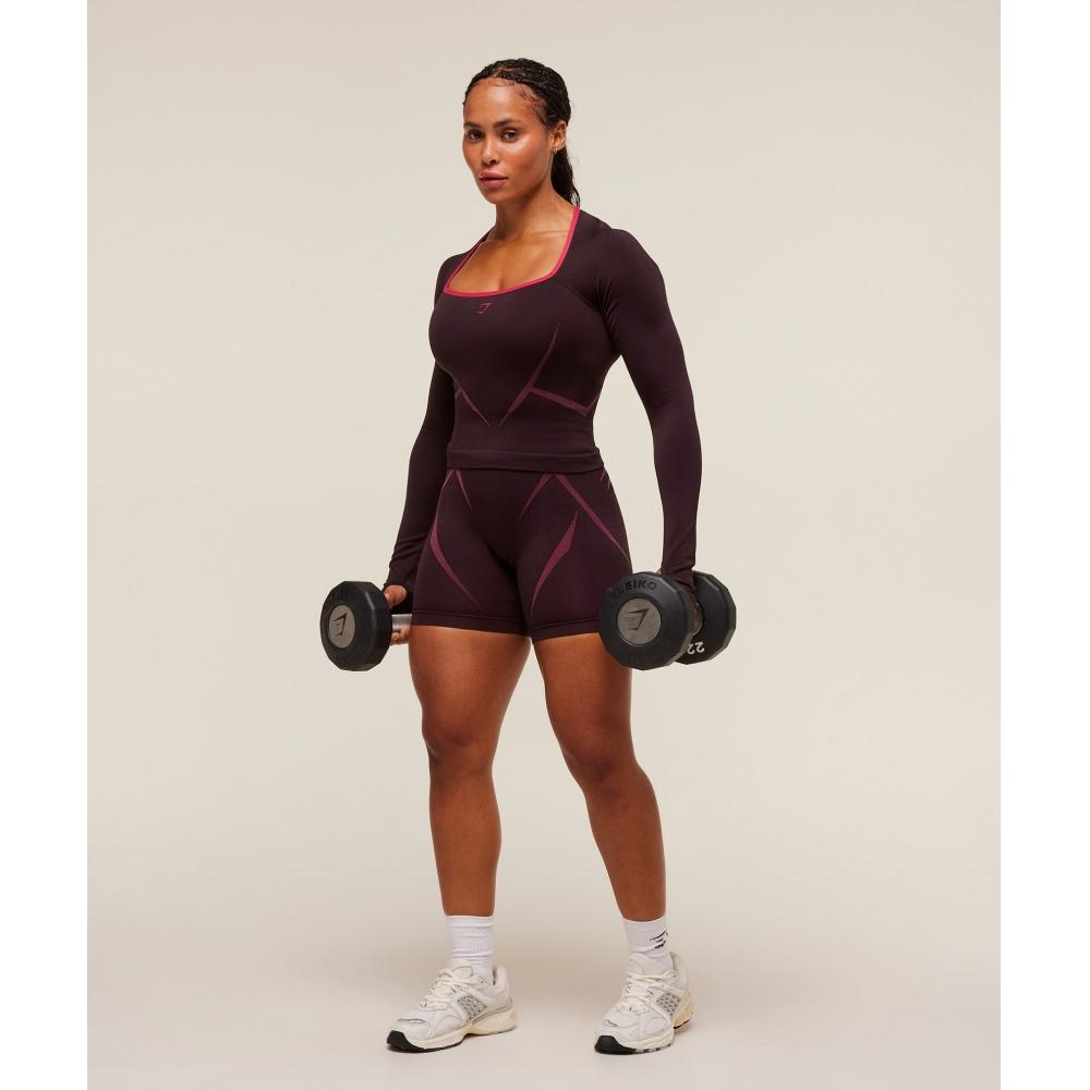 Gymshark Apex Lift Seamless Long Sleeve Crop Top Cherry Purple Build Pink B3c7t Pcff